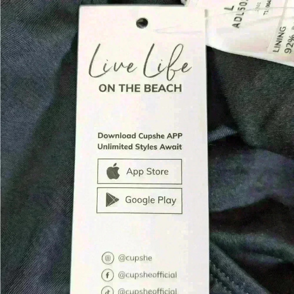 NWT‎ cupshe live life strappy one piece black bathing suit size L - Picture 6 of 6